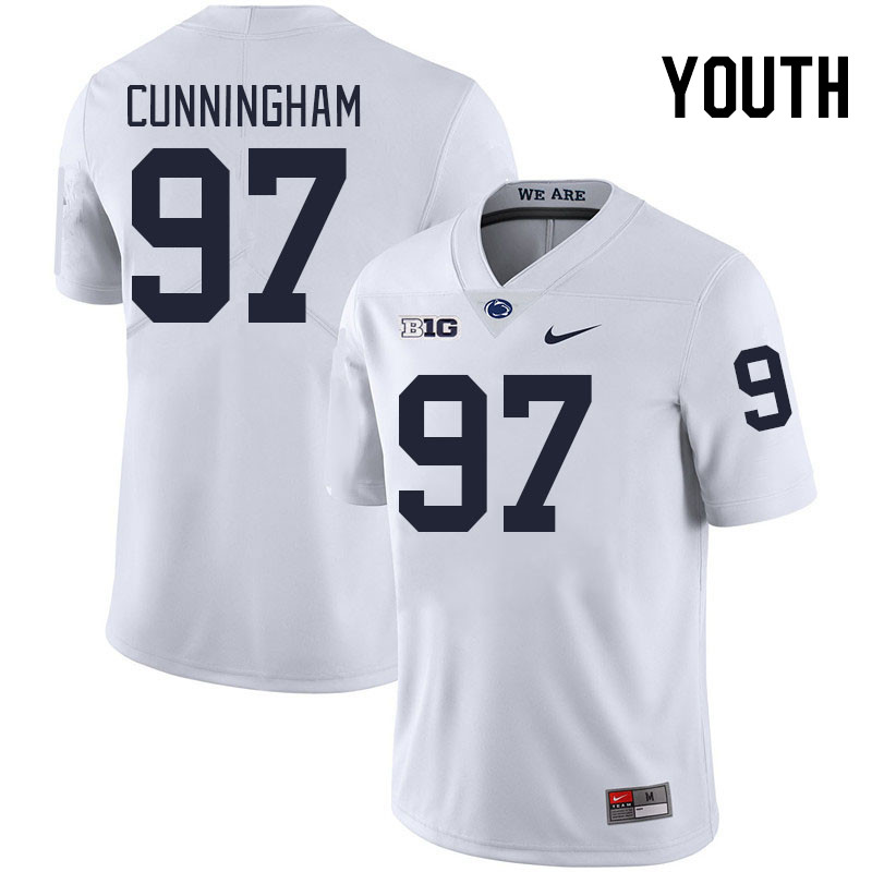 Youth #97 T.A. Cunningham Penn State Nittany Lions College Football Jerseys Stitched-White